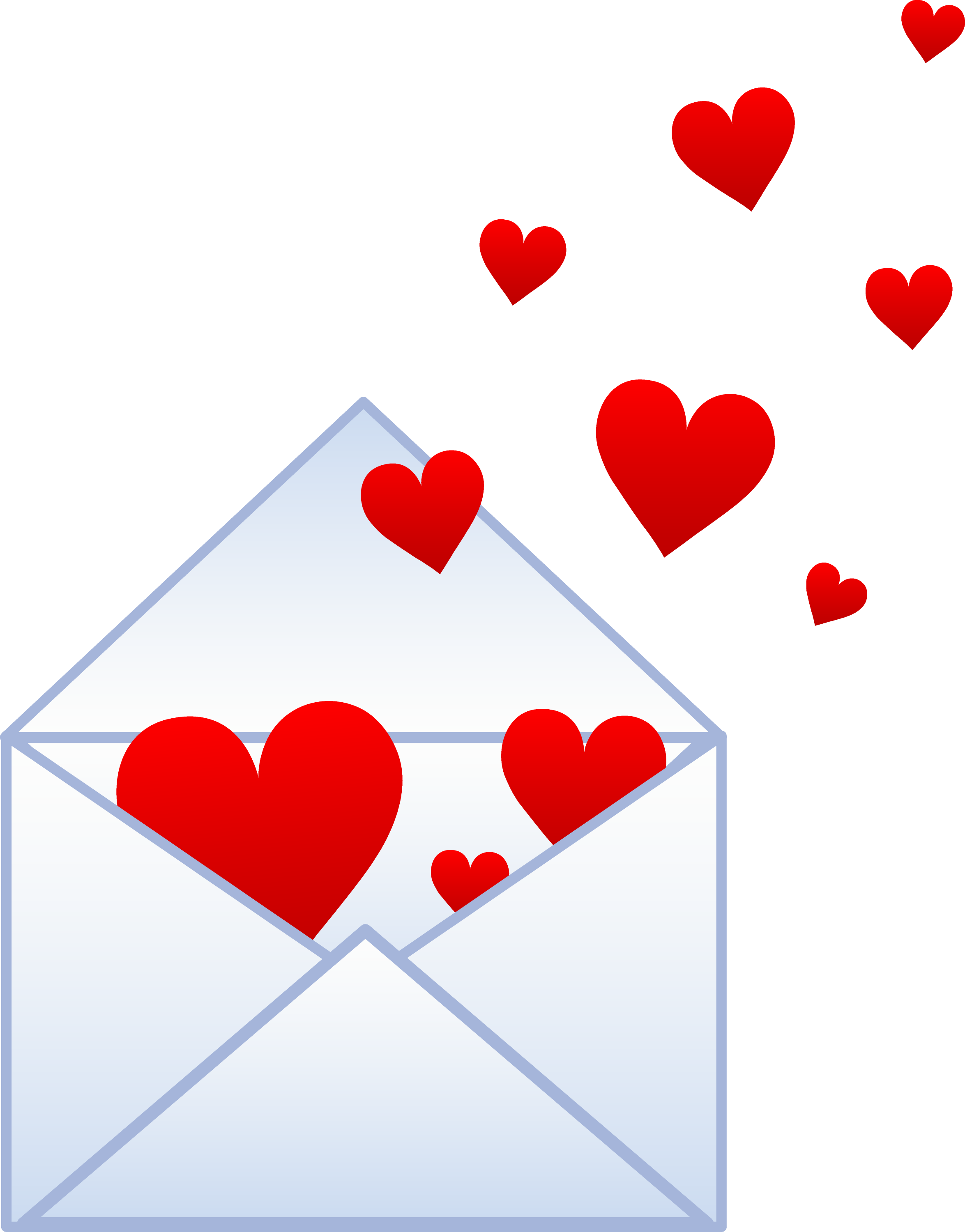 Letter With Hearts Flying Out - Free Clip Art
