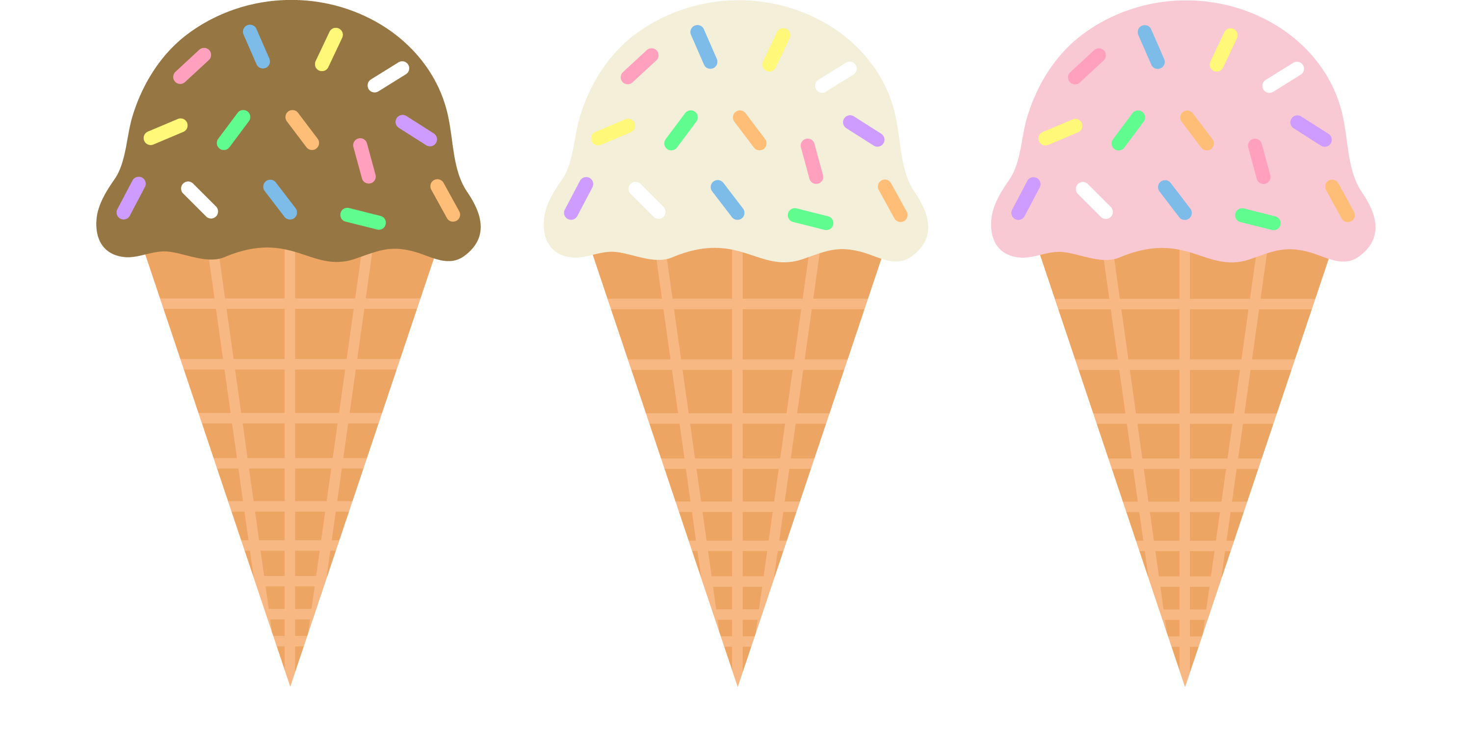 chocolate-vanilla-and-strawberry-ice-cream-cones-free-clip-art