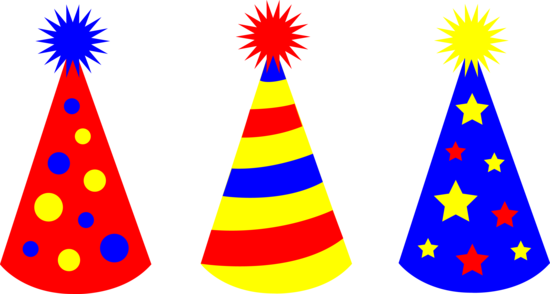 Red Blue and Yellow Party Hats Kids Birthday Party Hats in Three Colors